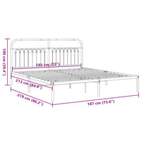 Bettgestell mit Kopfteil Metall Weiß 183x213 cm