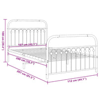 Bettgestell mit Kopf- und Fußteil Metall Weiß 107x203 cm
