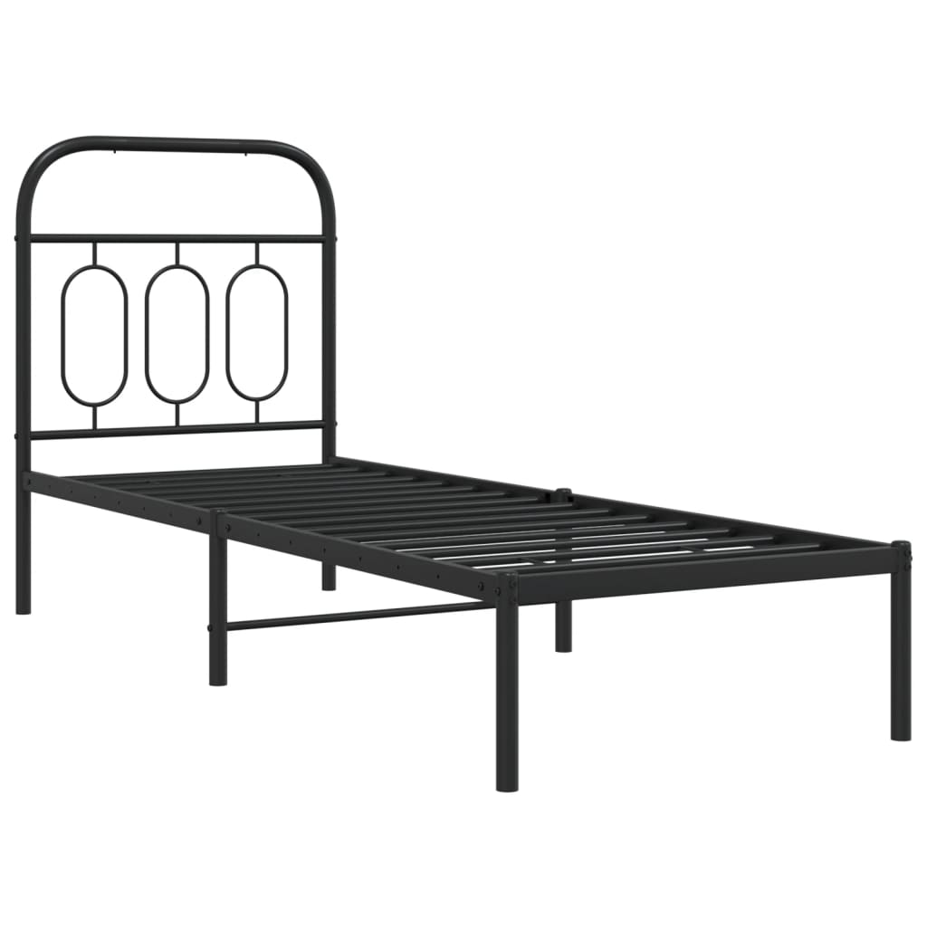 Bettgestell mit Kopfteil Metall Schwarz 75x190 cm