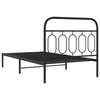 Bettgestell mit Kopfteil Metall Schwarz 100x190 cm