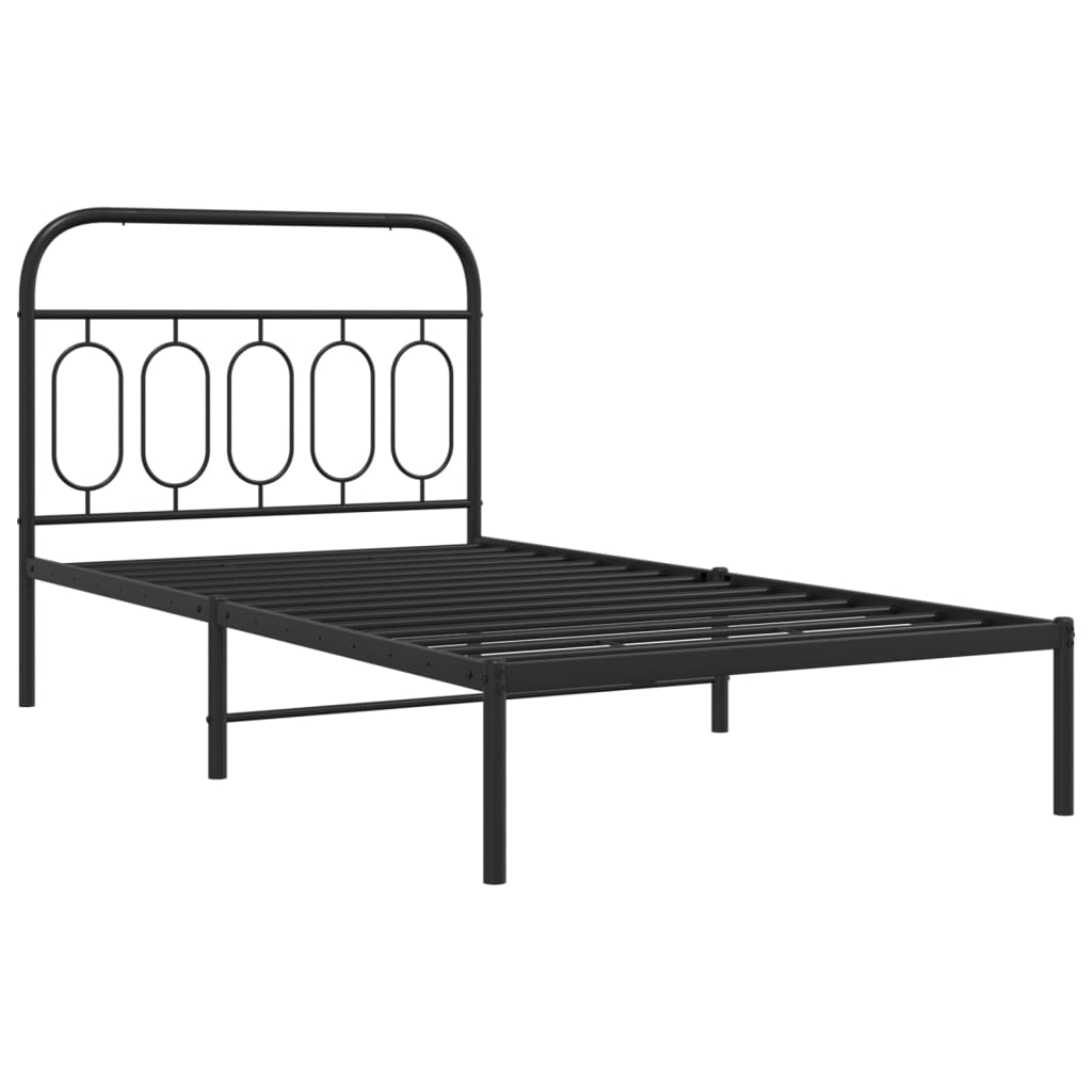 Bettgestell mit Kopfteil Metall Schwarz 100x200 cm