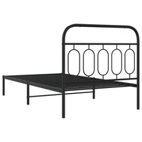 Bettgestell mit Kopfteil Metall Schwarz 100x200 cm