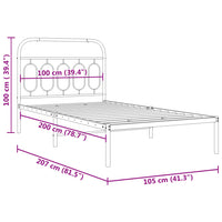 Bettgestell mit Kopfteil Metall Schwarz 100x200 cm