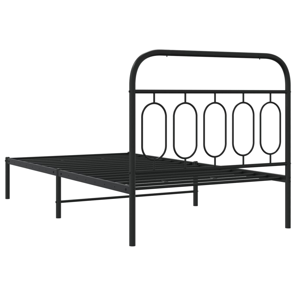 Bettgestell mit Kopfteil Metall Schwarz 107x203 cm