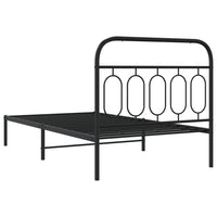 Bettgestell mit Kopfteil Metall Schwarz 107x203 cm