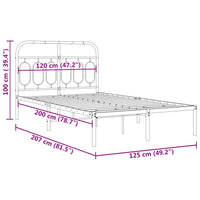 Bettgestell mit Kopfteil Metall Schwarz 120x200 cm