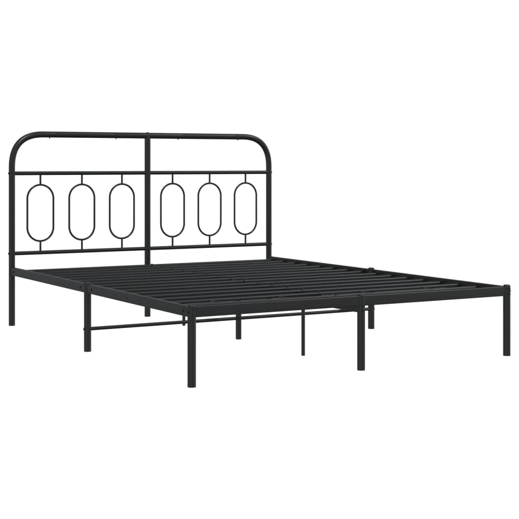 Bettgestell mit Kopfteil Metall Schwarz 140x190 cm