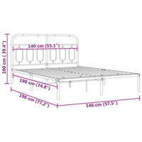 Bettgestell mit Kopfteil Metall Schwarz 140x190 cm