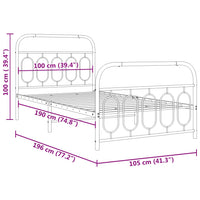 Bettgestell mit Kopf- und Fußteil Metall Schwarz 100x190 cm