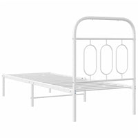 Metallbett ohne Matratze mit Kopfteil Weiß 75x190 cm