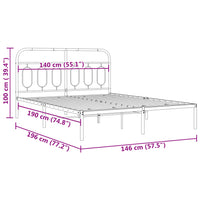 Bettgestell mit Kopfteil Metall Weiß 140x190 cm