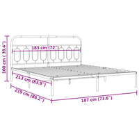 Bettgestell mit Kopfteil Metall Weiß 183x213 cm