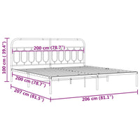 Bettgestell mit Kopfteil Metall Weiß 200x200 cm