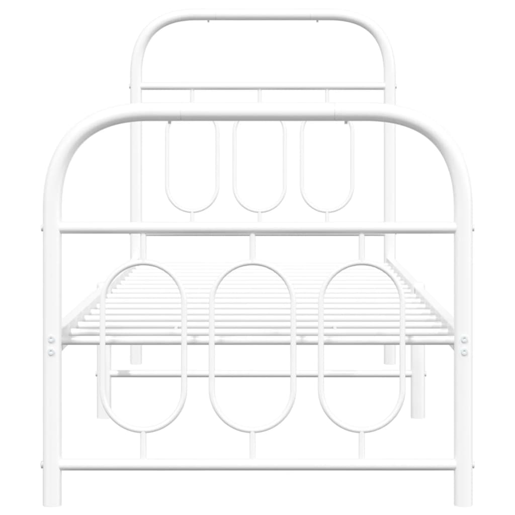 Bettgestell mit Kopf- und Fußteil Metall Weiß 75x190 cm