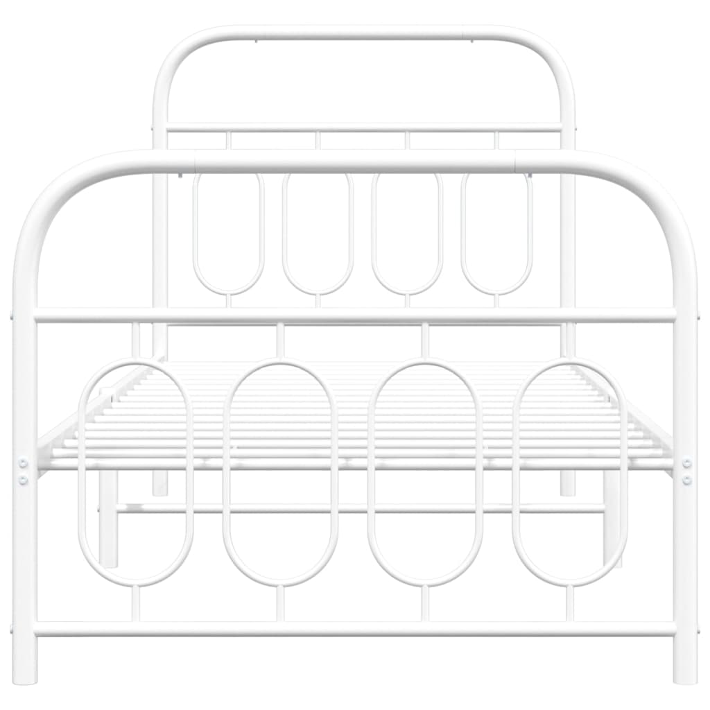 Bettgestell mit Kopf- und Fußteil Metall Weiß 90x200 cm