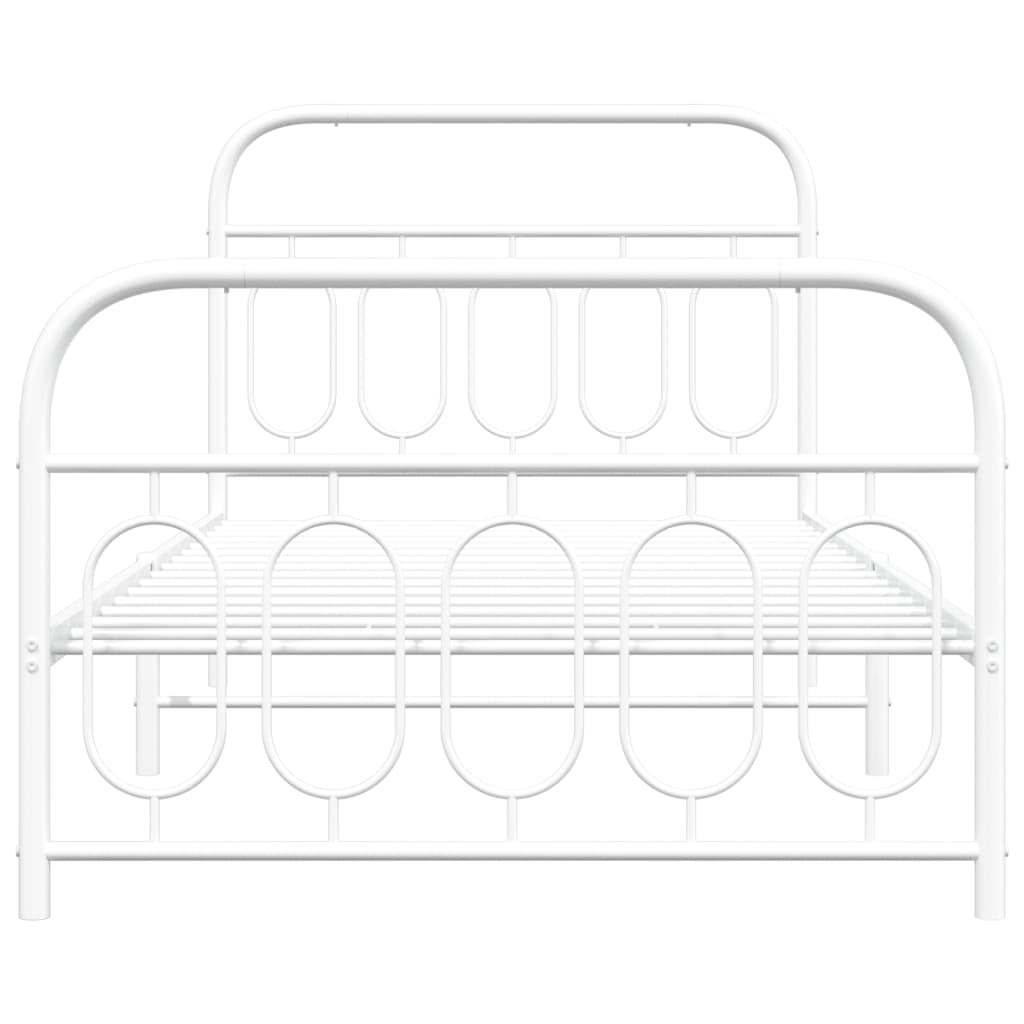 Bettgestell mit Kopf- und Fußteil Metall Weiß 100x200 cm