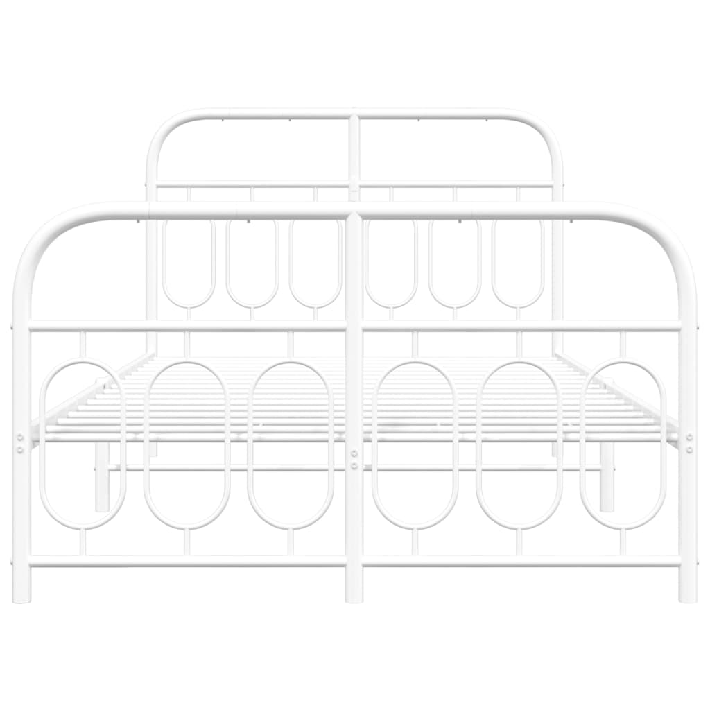 Bettgestell mit Kopf- und Fußteil Metall Weiß 120x190 cm