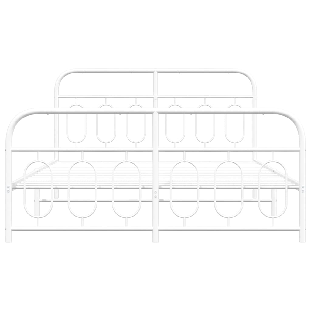 Bettgestell mit Kopf- und Fußteil Metall Weiß 140x190 cm