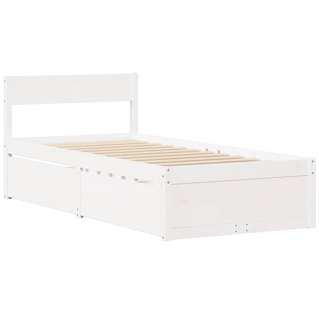 Massivholzbett ohne Matratze Weiß 90x200 cm Kiefernholz
