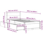 Massivholzbett ohne Matratze Weiß 90x200 cm Kiefernholz