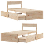 Massivholzbett ohne Matratze 90x190 cm Kiefernholz