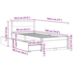 Massivholzbett ohne Matratze 90x190 cm Kiefernholz