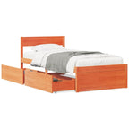 Massivholzbett ohne Matratze Wachsbraun 90x190 cm Kiefernholz
