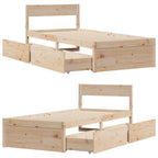 Massivholzbett ohne Matratze 75x190 cm Kiefernholz