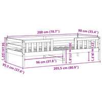 Massivholzbett ohne Matratze Weiß 90x200 cm Kiefernholz