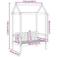 Bank mit Dach Wachsbraun 117,5x70x176,5 cm Massivholz Kiefer