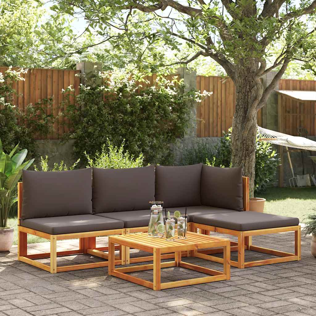 Gartensofa ohne Armlehnen mit Kissen Holz Akazie & Seil