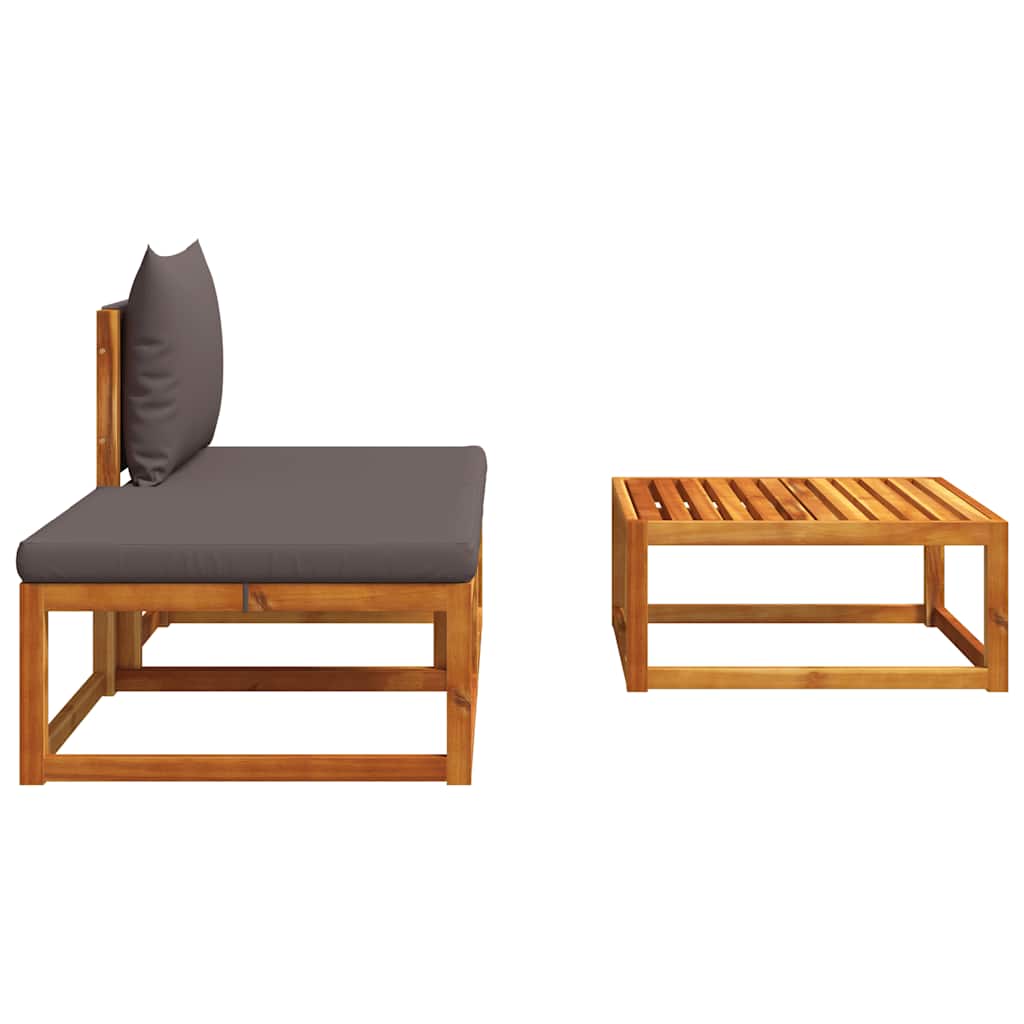 3-tlg. Gartensofa-Set mit Kissen Holz Akazie & Seil
