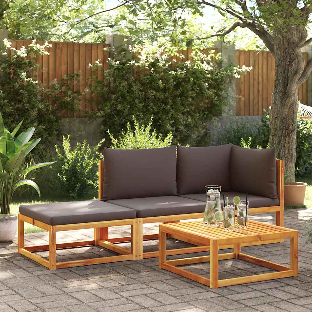 Gartensofa mit Kissen 2-Sitzer Holz Akazie & Seil