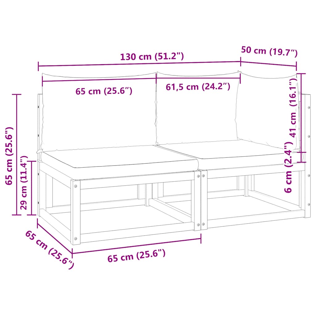 Gartensofa mit Kissen 2-Sitzer Holz Akazie & Seil