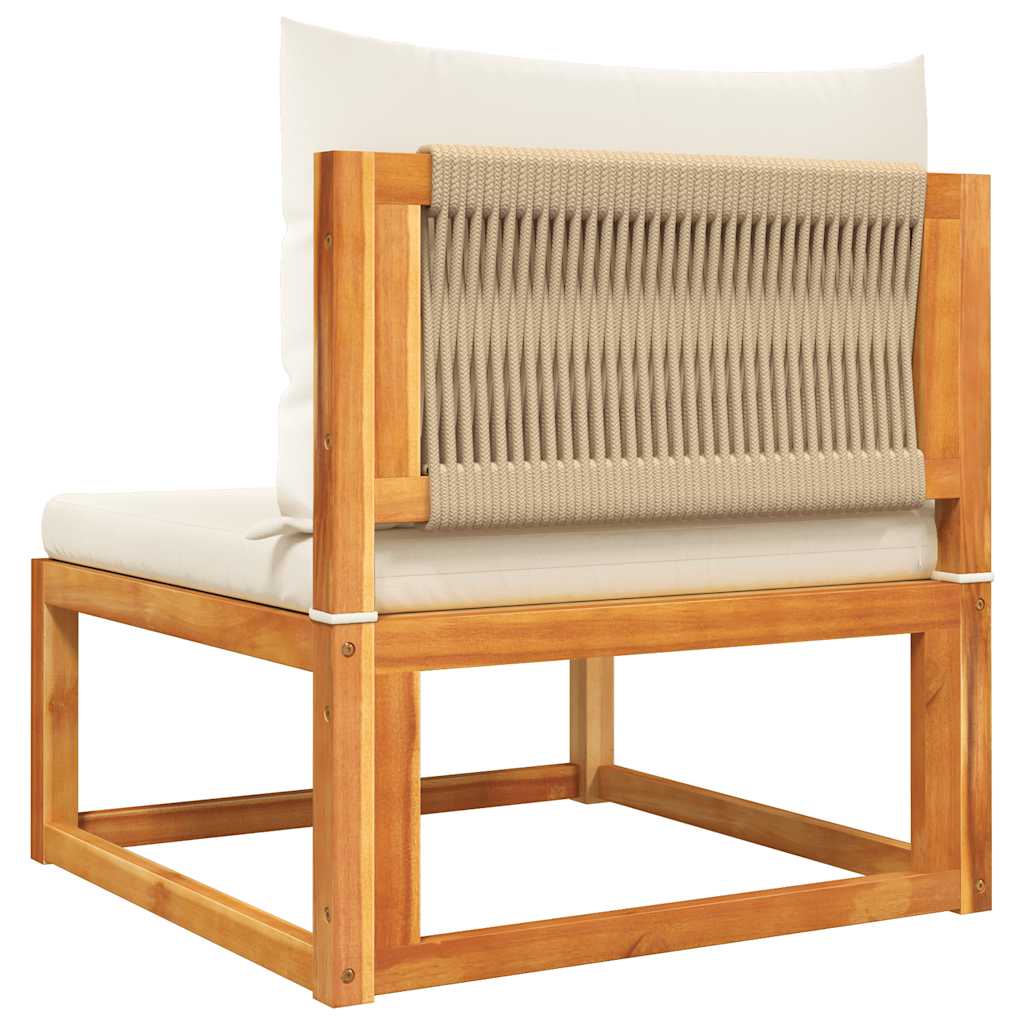 Gartensofa ohne Armlehnen mit Kissen Holz Akazie & Seil