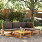 Gartensofa ohne Armlehnen mit Kissen Holz Akazie & Rattan