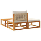 3-tlg. Gartensofa-Set mit Kissen Holz Akazie & Rattan