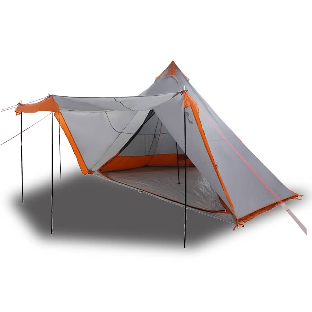 Tipi-Familienzelt 8 Personen Grau und Orange Wasserdicht