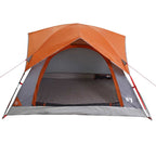 Campingzelt 4 Personen Grau und Orange Wasserdicht