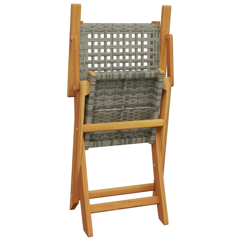5-tlg. Garten-Essgruppe Grau Poly Rattan und Massivholz