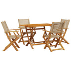5-tlg. Garten-Essgruppe Beige Poly Rattan und Massivholz