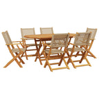 7-tlg. Garten-Essgruppe Poly Rattan und Massivholz Beige