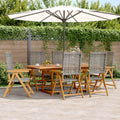 7-tlg. Garten-Essgruppe Poly Rattan und Massivholz Grau