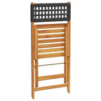 3-tlg. Bistro-Set Schwarz Poly Rattan und Massivholz