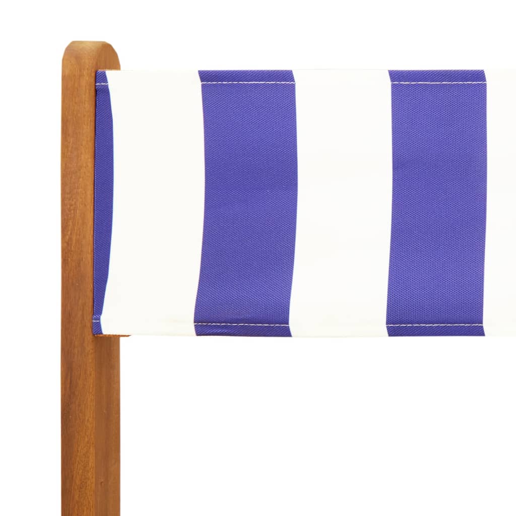 3-tlg. Bistro-Set Blau und Weiß Stoff und Massivholz