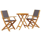 3-tlg. Bistro-Set Anthrazit Stoff und Massivholz