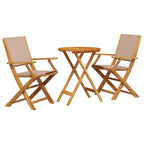 3-tlg. Bistro-Set Taupe Stoff und Massivholz