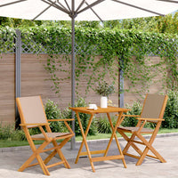 3-tlg. Bistro-Set Taupe Stoff und Massivholz