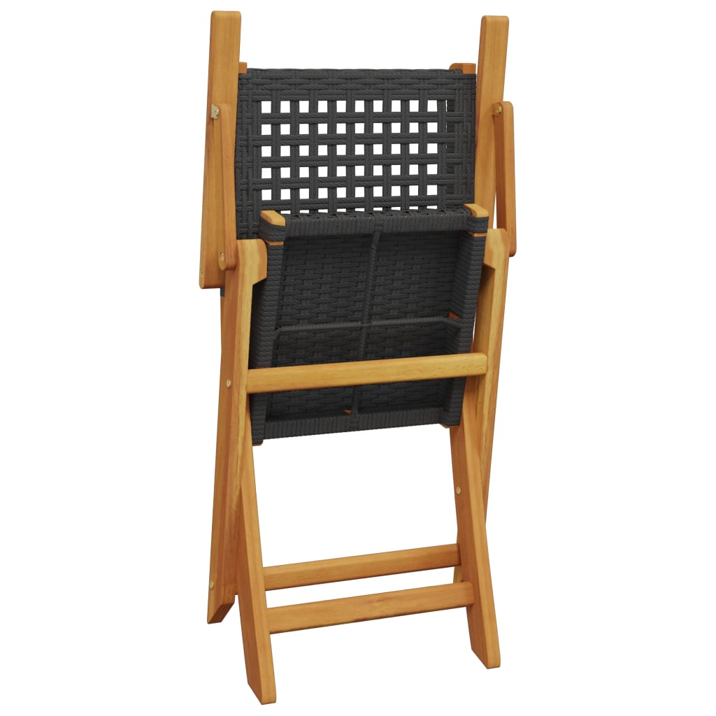 5-tlg. Garten-Essgruppe Schwarz Poly Rattan und Massivholz