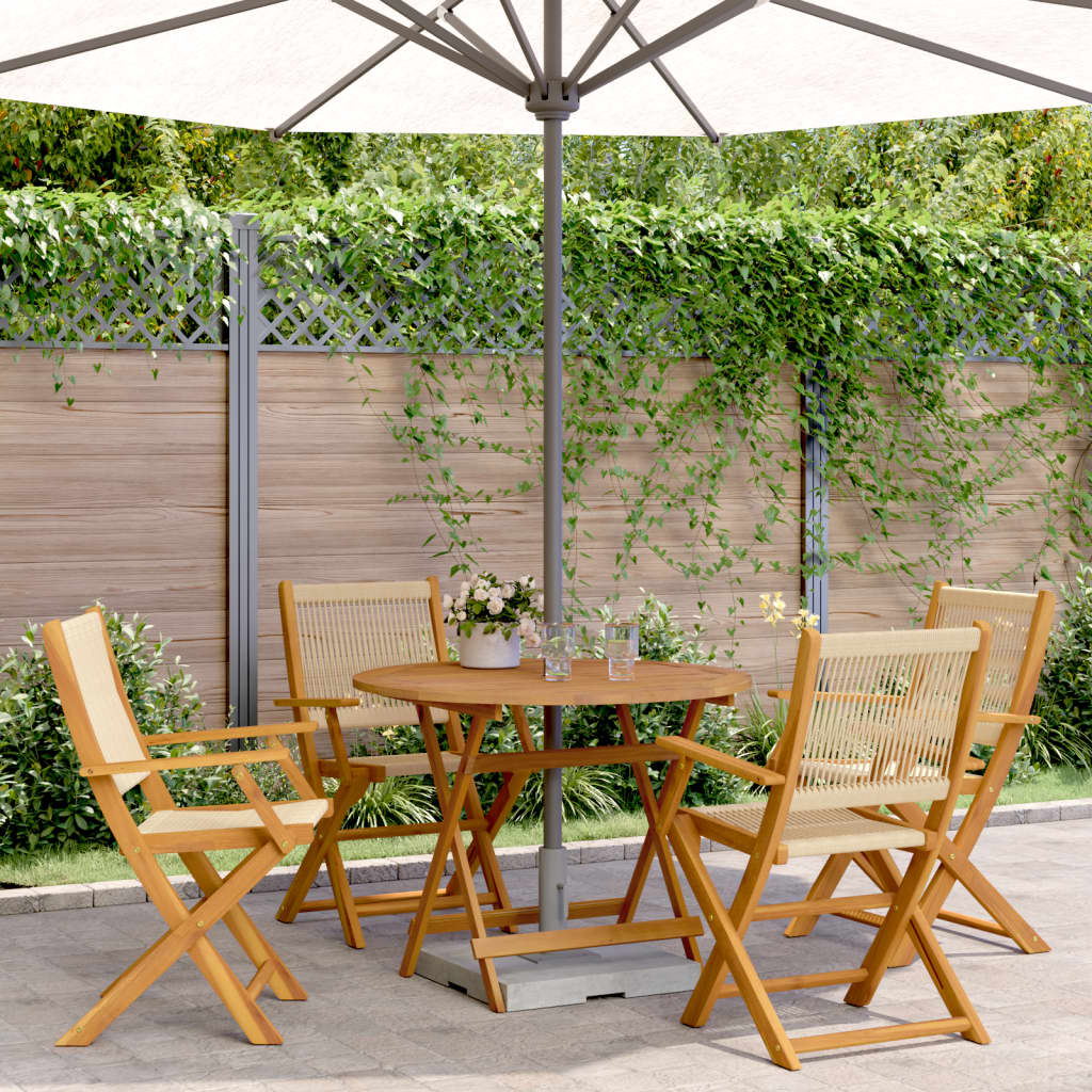 5-tlg. Garten-Essgruppe Polypropylen und Massivholz Beige